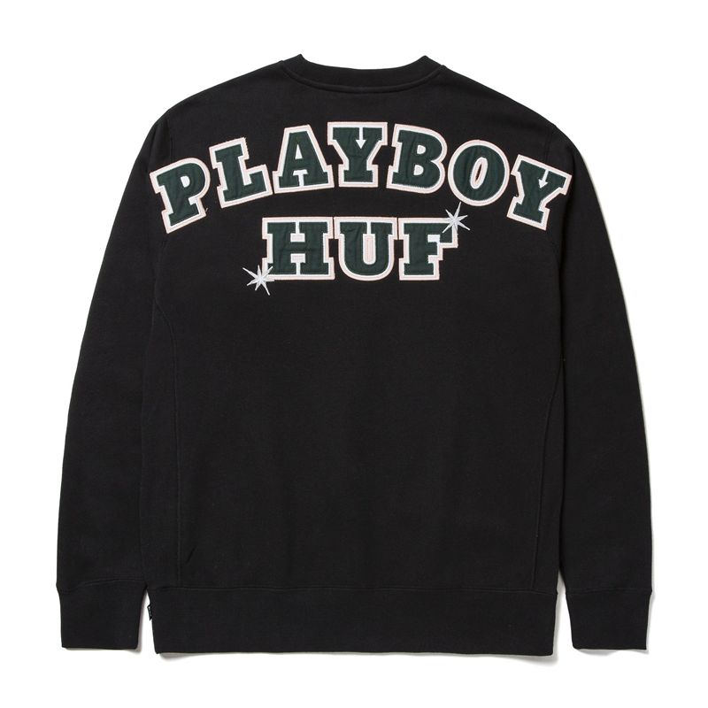 Playboy X Huf Rabbit Head Crewneck Men's Hoodie Black | 042316YSH