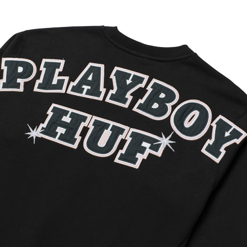 Playboy X Huf Rabbit Head Crewneck Men's Hoodie Black | 042316YSH