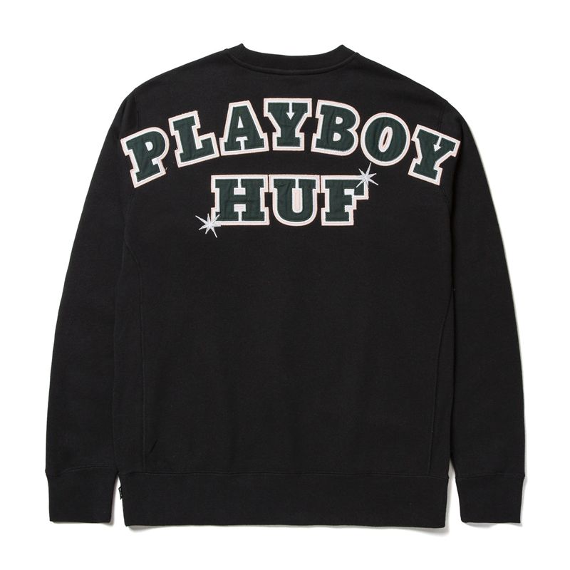 Playboy X Huf Rabbit Head Crewneck Men\'s Hoodie Black | 042316YSH