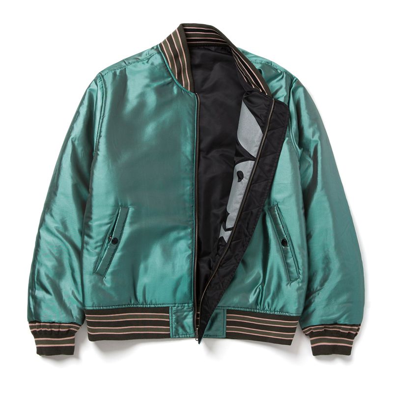 Playboy X Huf Reversible Bomber Jacket Men's Jackets Black / Green | 125049YCU