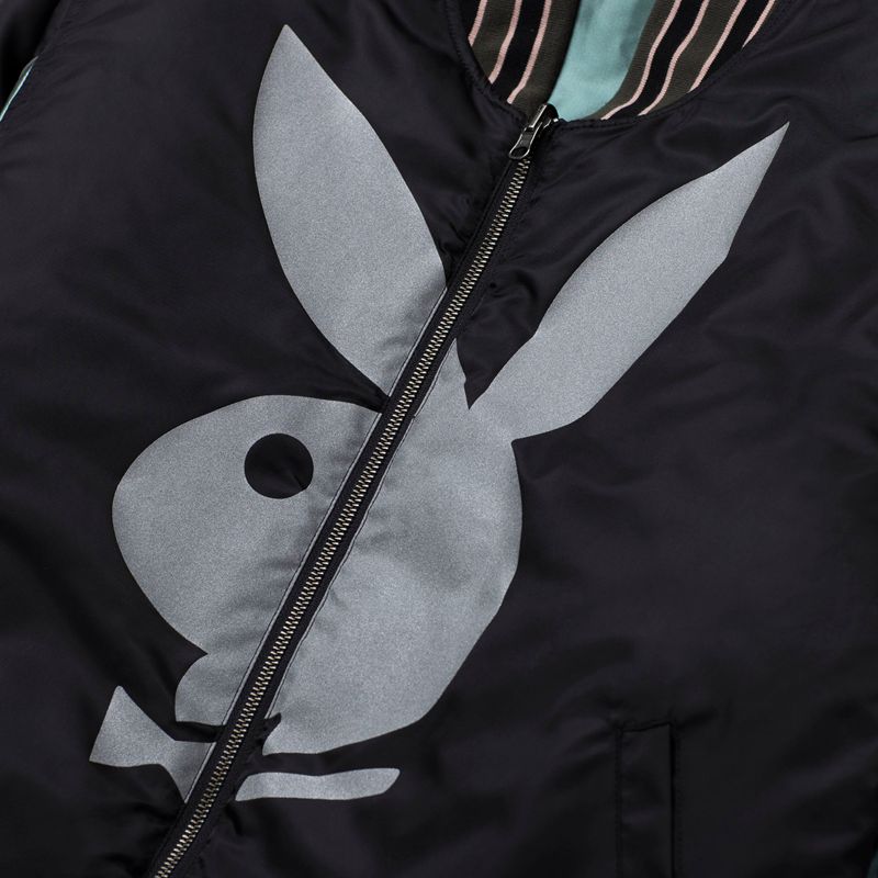 Playboy X Huf Reversible Bomber Jacket Men's Jackets Black / Green | 125049YCU