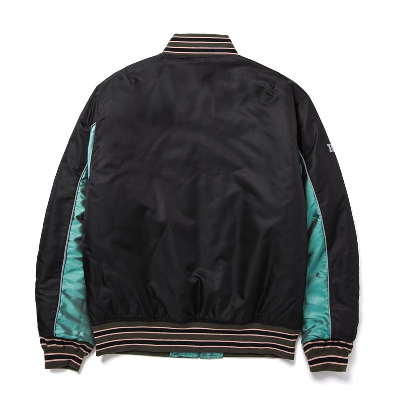 Playboy X Huf Reversible Bomber Jacket Men's Jackets Black / Green | 125049YCU