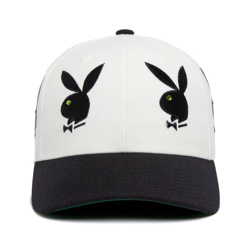 Playboy X Huf Rhinestone 6 Panel Men's Hats White | 536912JIN