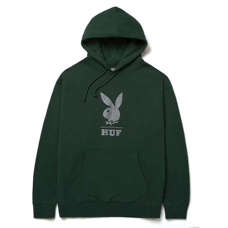 Playboy X Huf Rhinestone Men's Hoodie Grey | 387160VSA