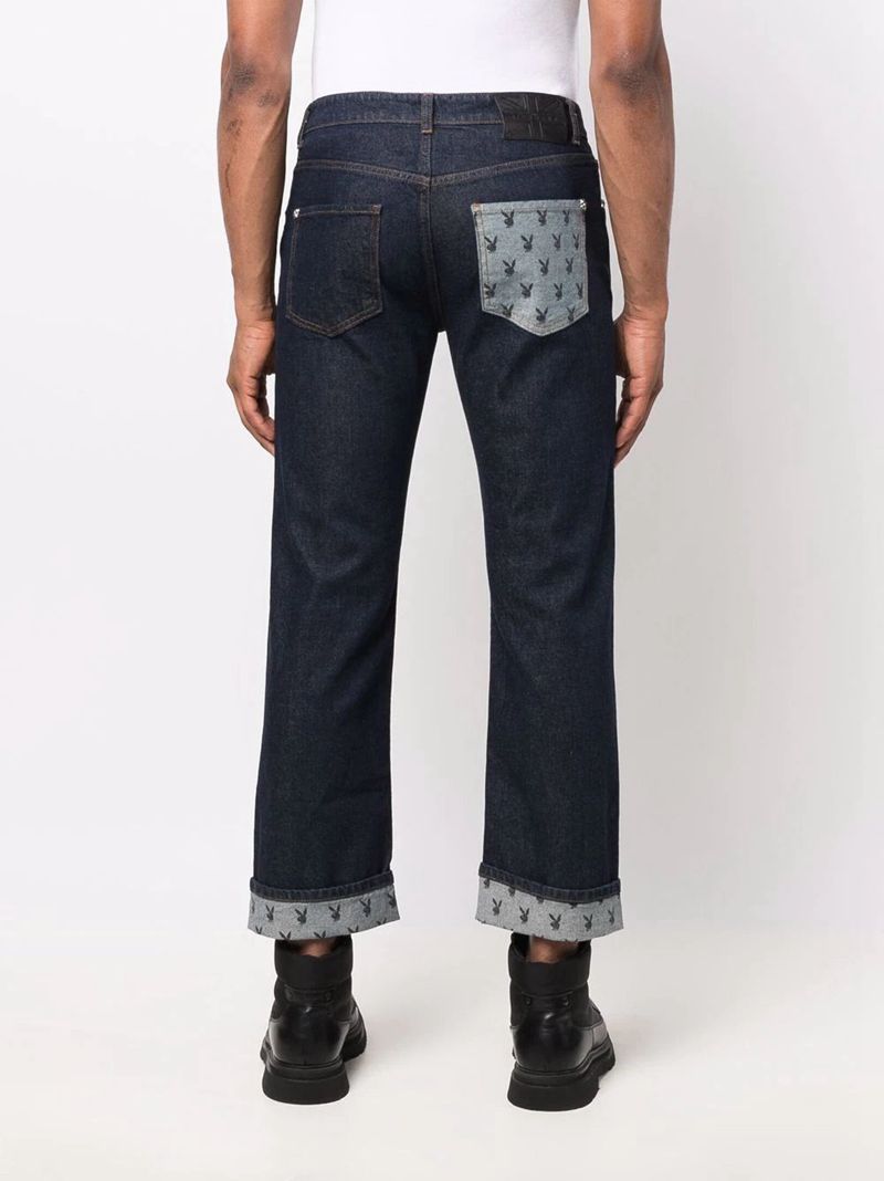 Playboy X John Richmond Dark Blue Men's Pants Dark Blue | 518249ENR