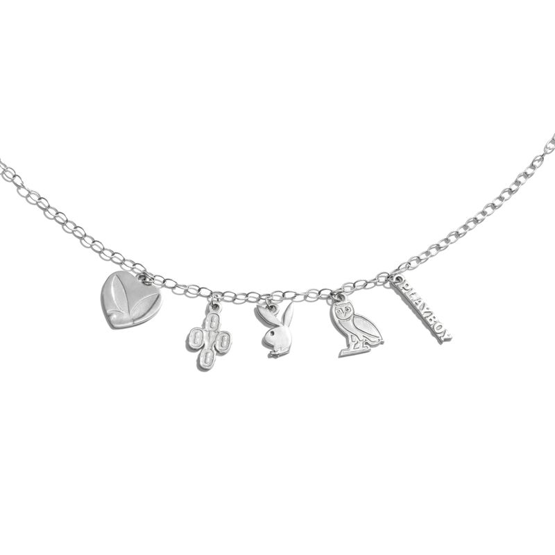 Playboy X Ovo Charm Necklace Men\'s Jewelry Silver | 412879RDM