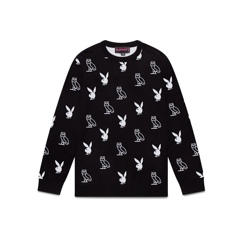 Playboy X Ovo Intarsia Knit Men's Sweaters Red | 125370NFI