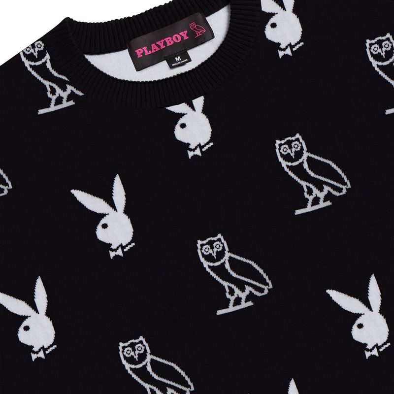 Playboy X Ovo Intarsia Knit Men's Sweaters Red | 125370NFI