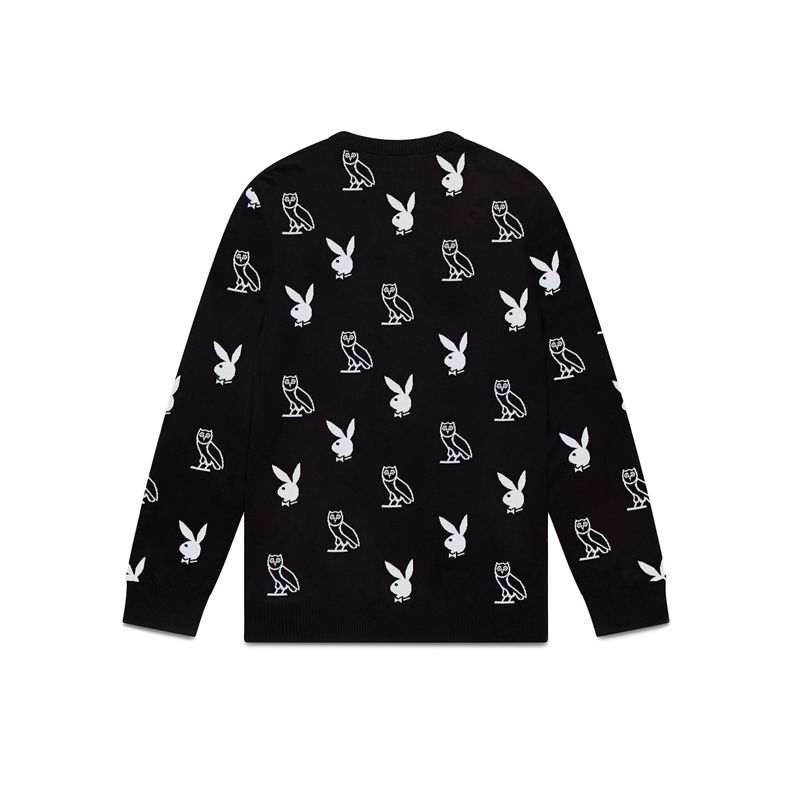 Playboy X Ovo Intarsia Knit Men's Sweaters Red | 125370NFI