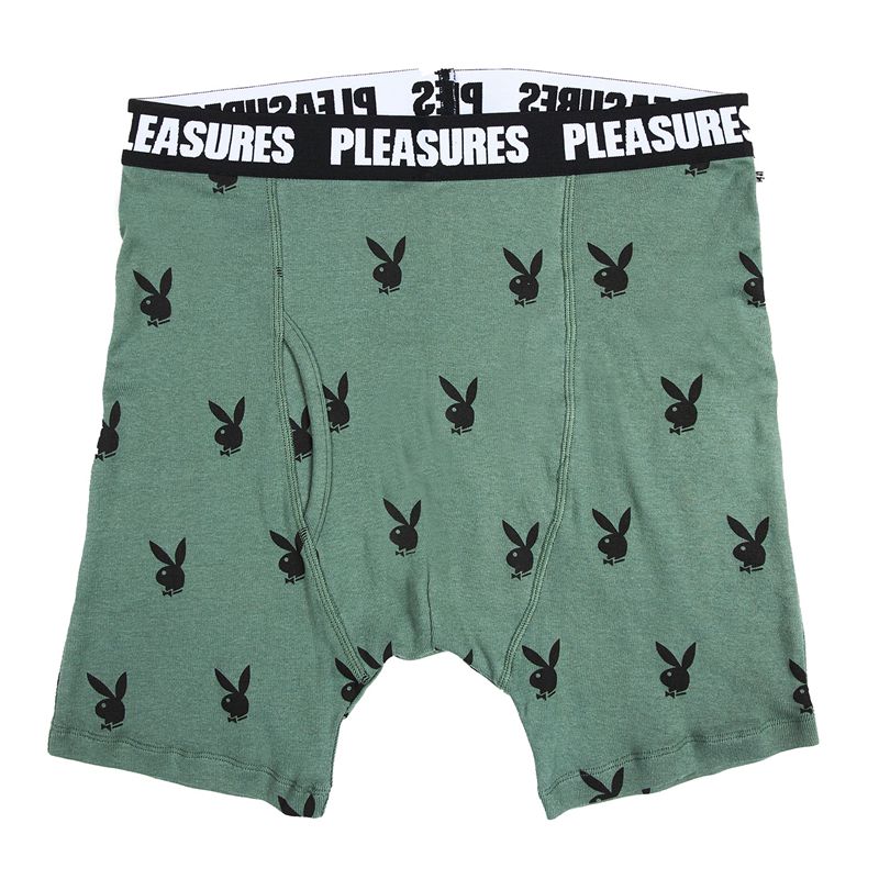 Playboy X Pleasures Boxer Briefs Set Men's Underwear Black / Green | 085217WSO