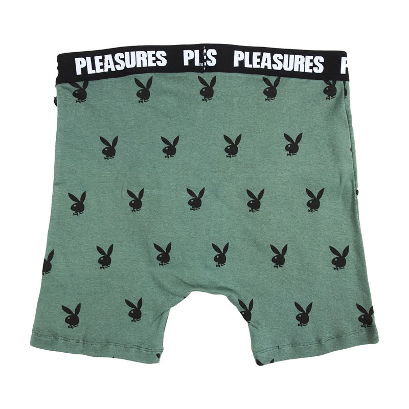 Playboy X Pleasures Boxer Briefs Set Men's Underwear Black / Green | 085217WSO