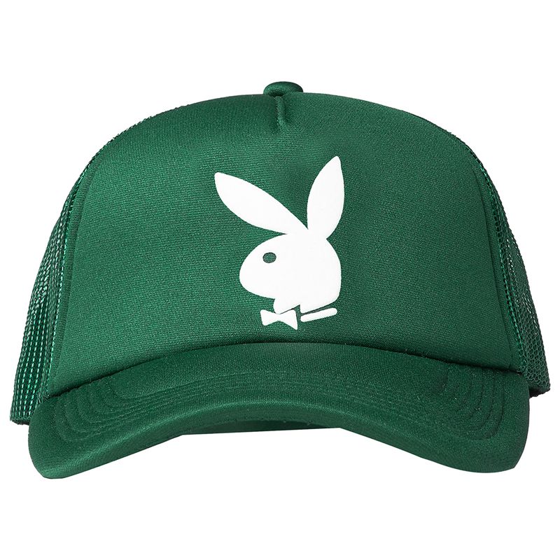 Playboy X Pleasures Bunny Trucker Men\'s Hats Forest | 573961NDX