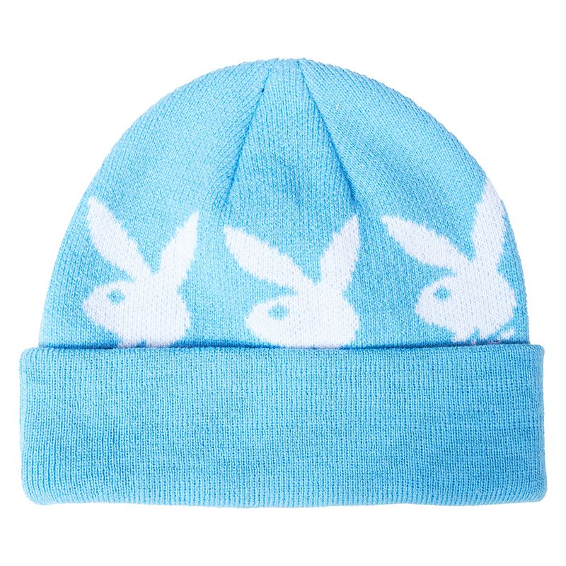 Playboy X Pleasures Jacquard Bunny Beanie Men's Hats Blue | 604593HXL