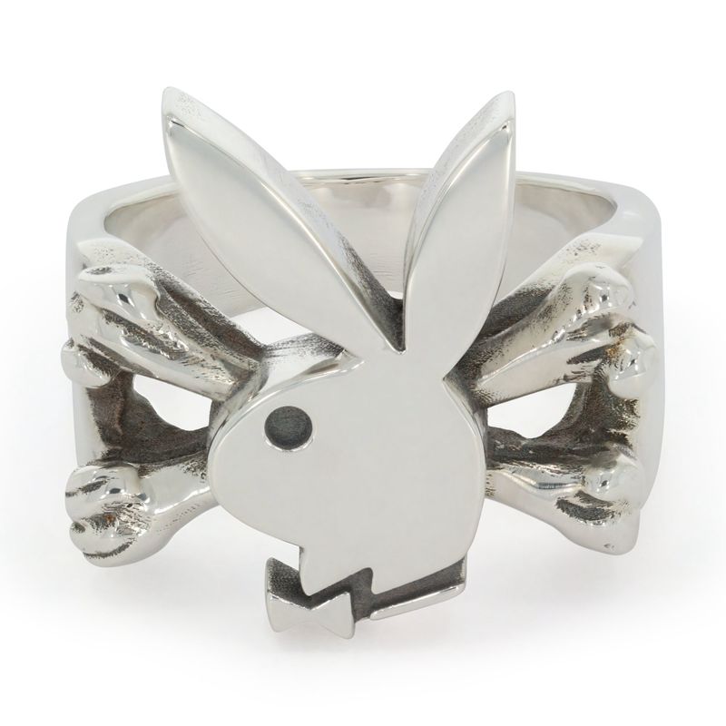 Playboy X The Great Frog Bunny And Crossbones Ring Men's Jewelry Silver | 508491DOL