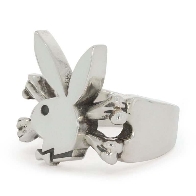 Playboy X The Great Frog Bunny And Crossbones Ring Men's Jewelry Silver | 508491DOL