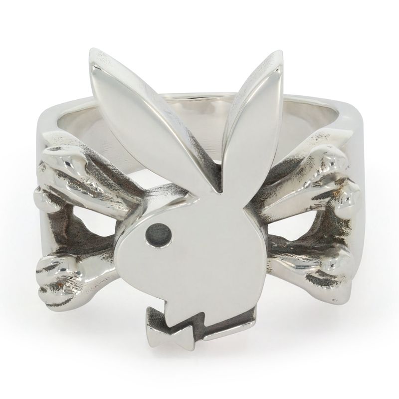 Playboy X The Great Frog Bunny And Crossbones Ring Men\'s Jewelry Silver | 508491DOL