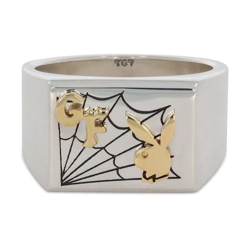 Playboy X The Great Frog Caught In A Trap Ring Men's Jewelry Silver / Gold | 208543JCY