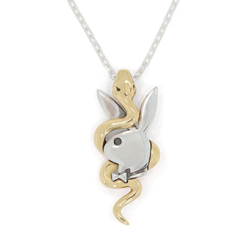 Playboy X The Great Frog Entwined Pendant On Chain Men's Jewelry Silver / Gold | 834675SRZ