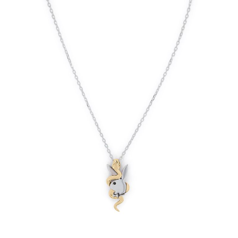 Playboy X The Great Frog Entwined Pendant On Chain Men's Jewelry Silver / Gold | 834675SRZ