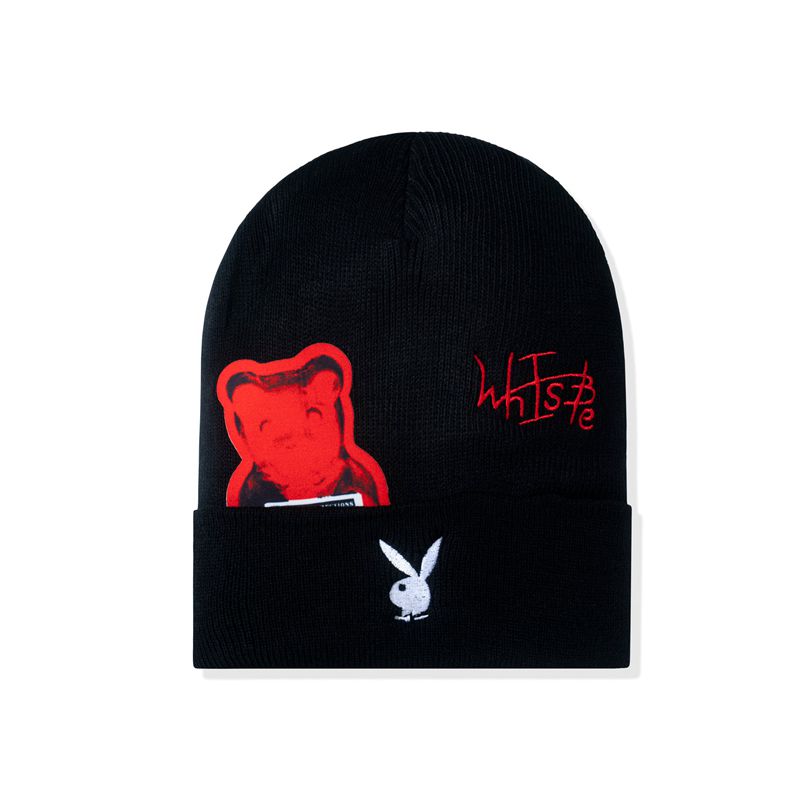 Playboy X Whisbe Vandal Gummy Beanie Men's Hats Black | 027364YSM