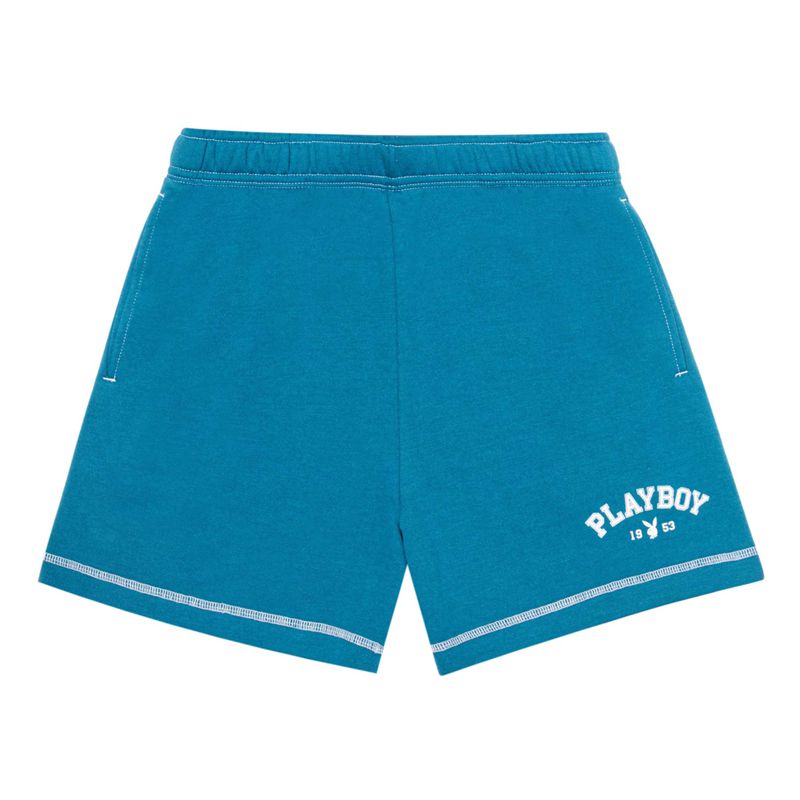 Playboy 1953 Contrast Boyfriend Sweat Women's Shorts Blue | 096521QOI