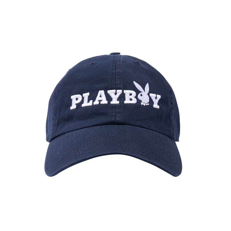 Playboy 47 Brand Adjustable Dad Men's Hats Navy / White | 903614WSI