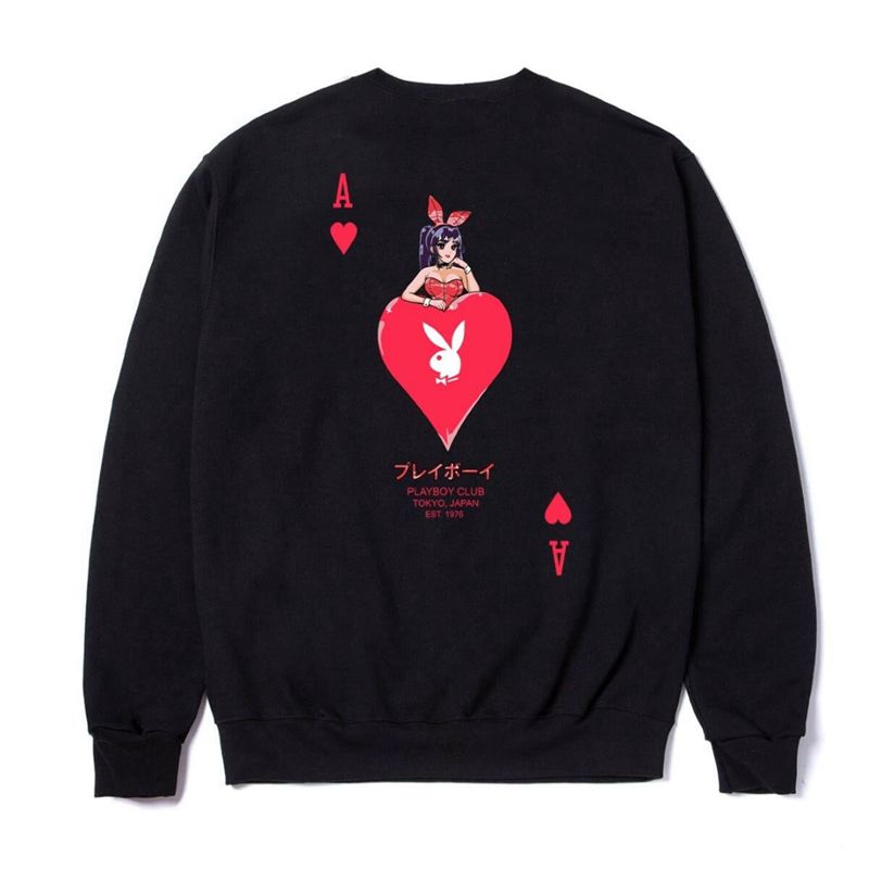 Playboy Ace Of Hearts Crewneck Sweat Men's Hoodie Black | 432091YFP