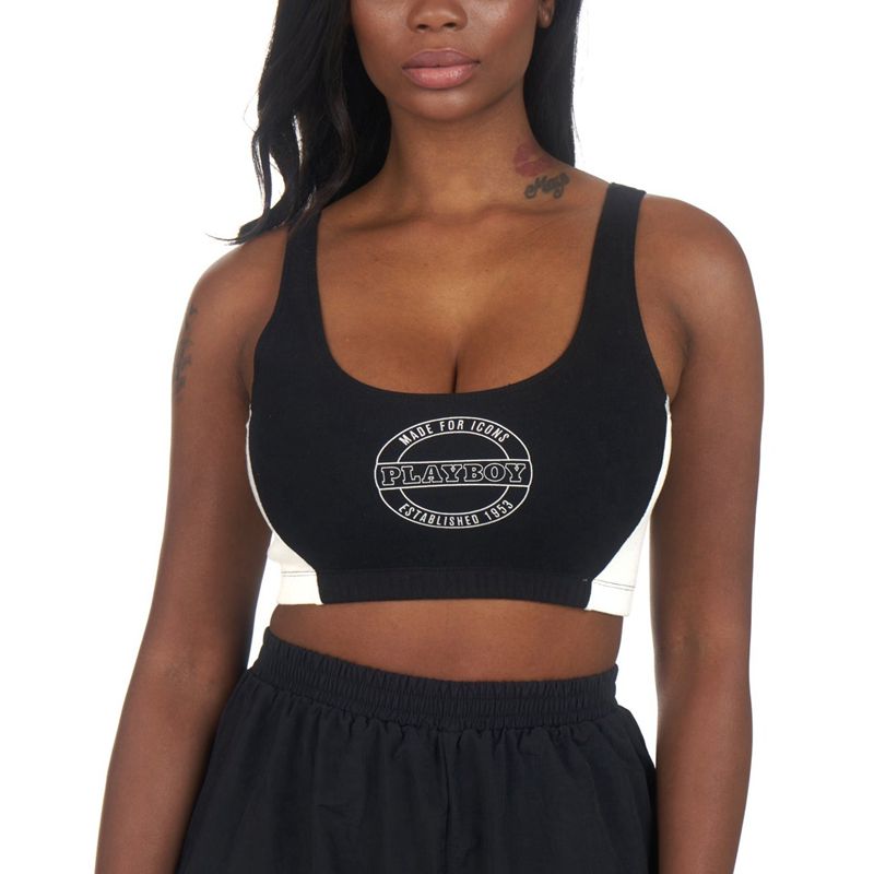 Playboy Boxing Sports Bra Women's Tank Black | 059418MFK