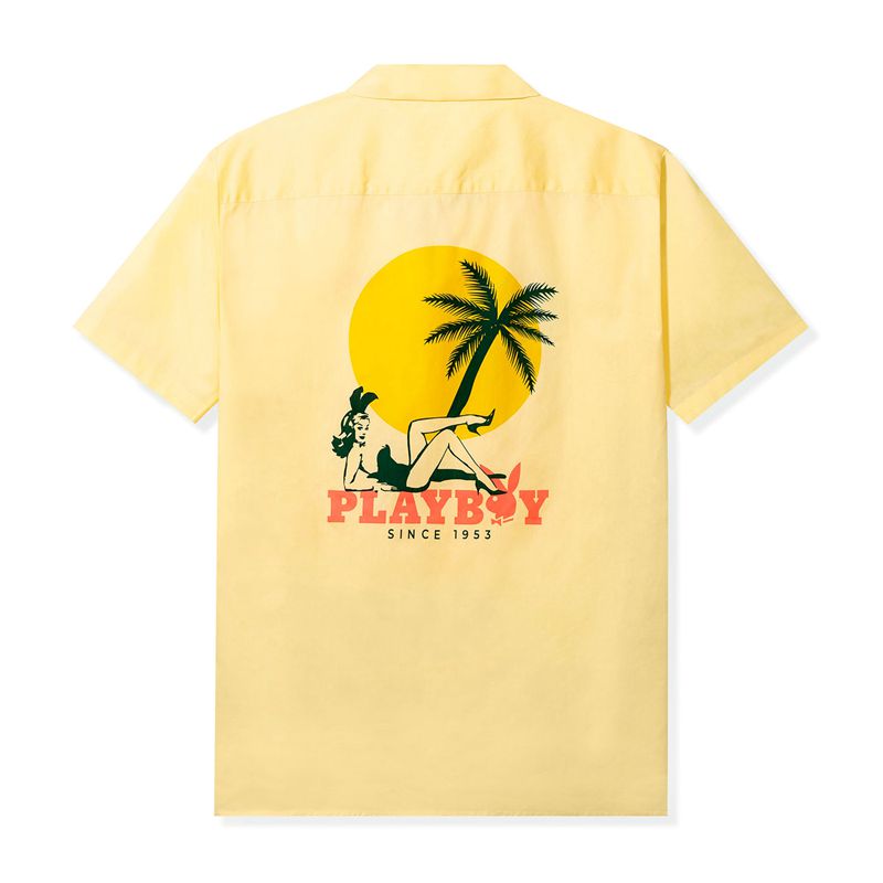 Playboy Crest Button Down Men's Shirts Yellow | 142789EJX