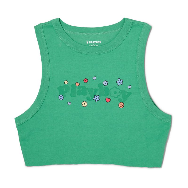 Playboy Cutoff Women's Tank Green | 460375FJV