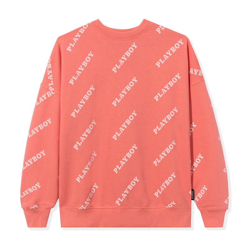 Playboy Masthead Oversized Crewneck Women's Hoodie Pink | 018435CPT