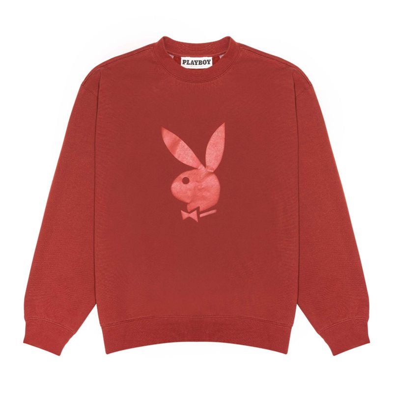 Playboy Nuance Crewneck Men's Hoodie Burgundy | 403618TVP