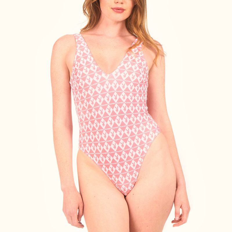 Playboy One Piece Monogram Women's Swimwear Pink | 478653XQH