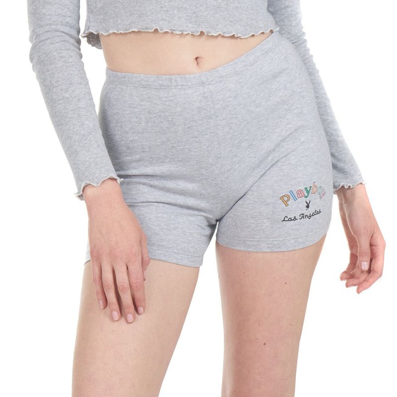 Playboy Rainbow Masthead Bike Women's Shorts Grey | 539802CDH