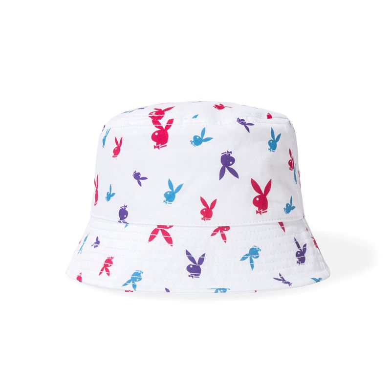 Playboy Repeating Rabbit Head Colorful Bucket Men's Hats Multicolor | 712098BDS