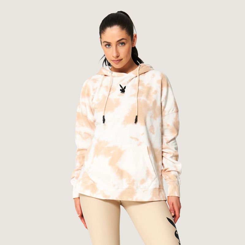 Playboy Tie Dye Oversized Women's Hoodie White / Brown | 281635DFG