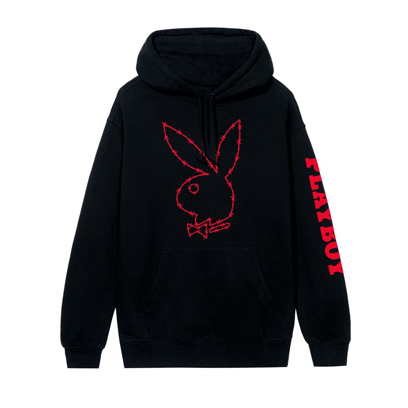 Playboy Tough Love Rabbit Head Men's Hoodie Black | 297834KWU