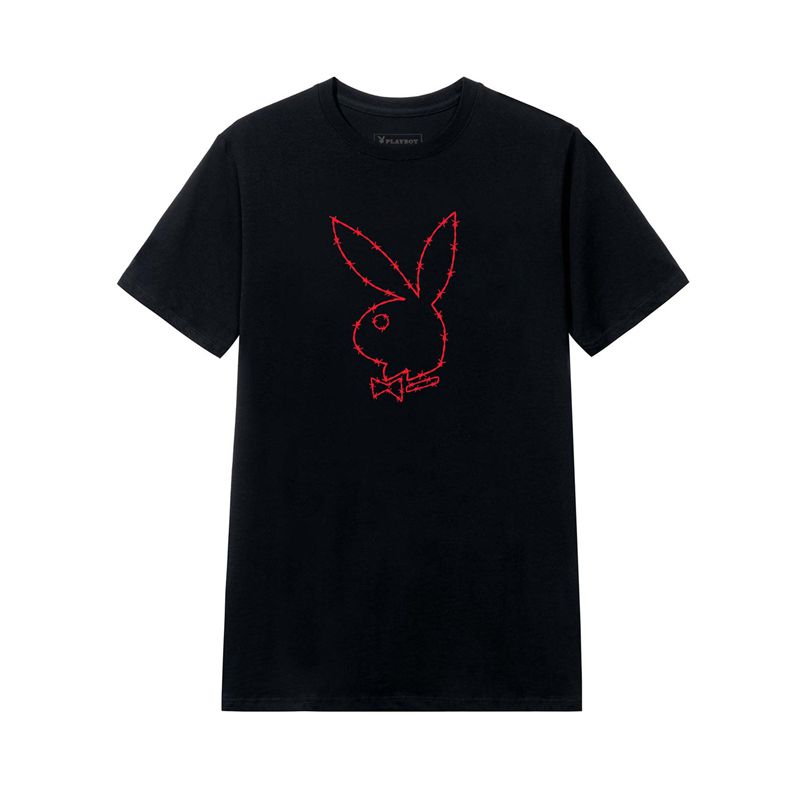 Playboy Tough Love Rabbit Head Men's Shirts Black | 650428CMS