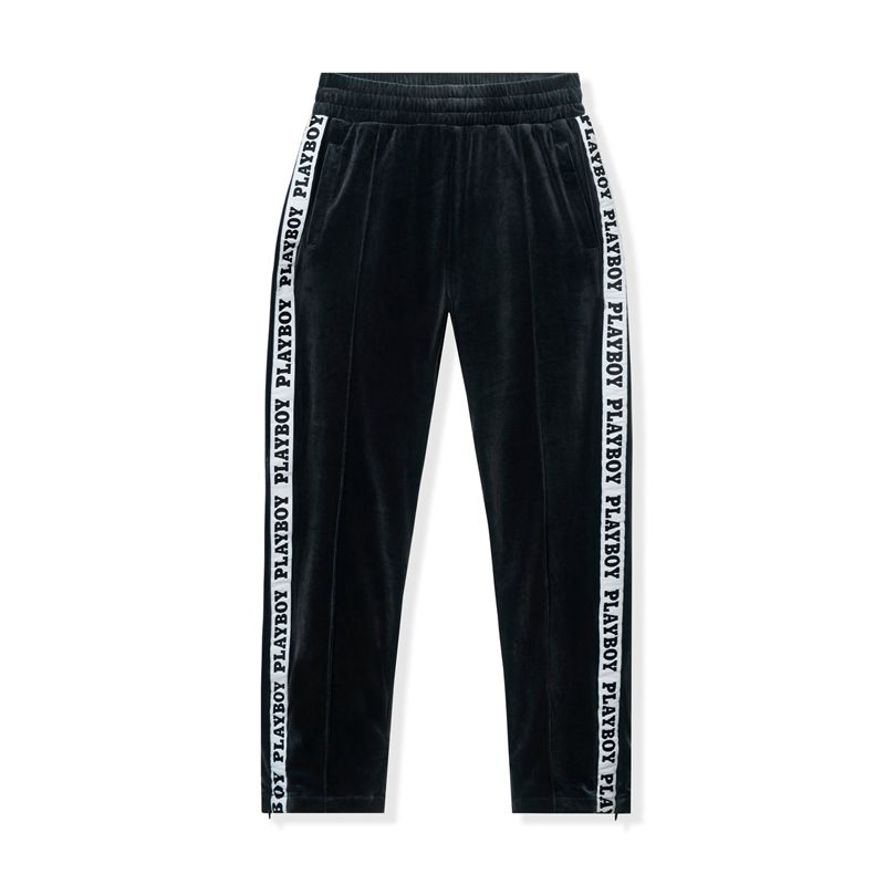 Playboy Velvet Men's Sweatpants Black / White | 094537XFV