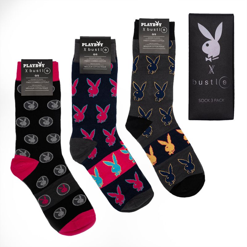 Playboy X Bustle Sock Three Pack Men's Socks Multicolor | 982745AUC